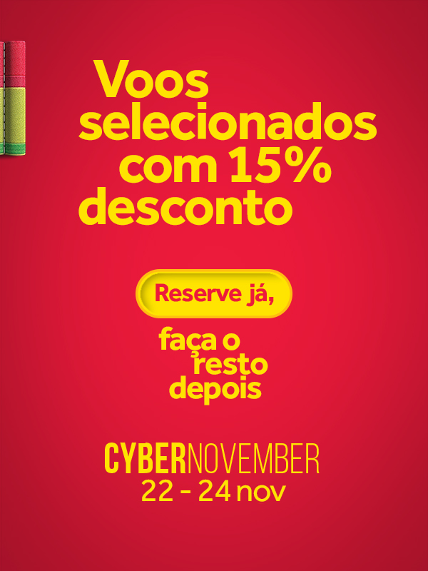 Cyberweekend: 15% desconto em voos selecionados